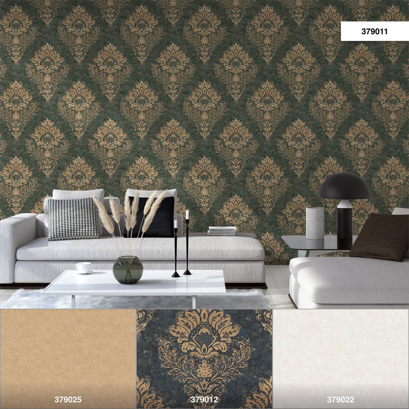 St. Petersberg Baroque Wallpaper - Green + Gold