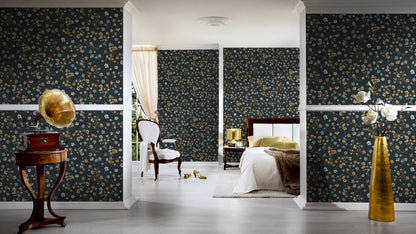 Paradise Blooms Wallpaper - Black - Discontinuing