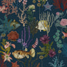 Cora - Fish and Coral Wallpaper - Navy