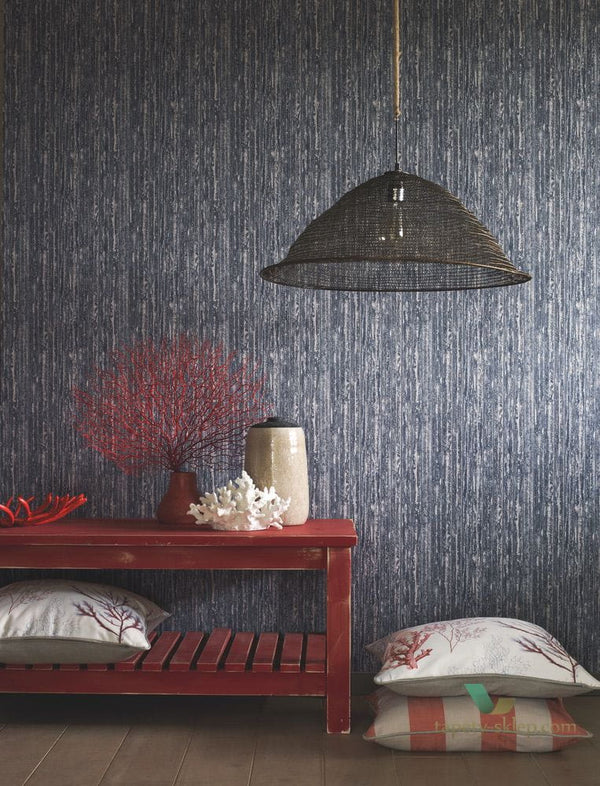 Sample - Bordage textured Vinyl Wallpaper - Blue