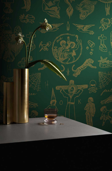 Tattoo Flash Wallpaper - Green/Gold
