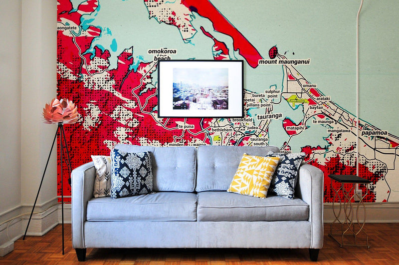 NZ or AU Stylised Maps - Custom Sized Wallpaper Mural (per m2)