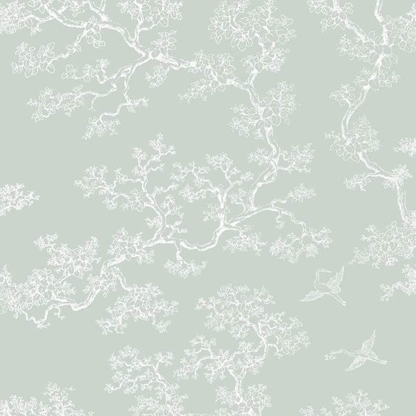Sample - The Cranes - Florence Broadhurst Wallpaper - Moonbeam