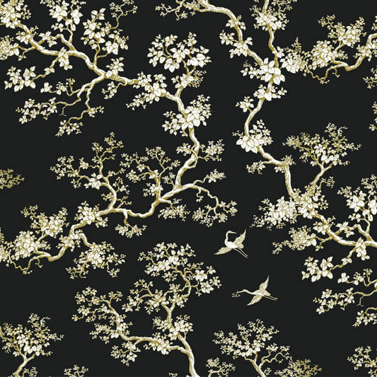 The Cranes - Florence Broadhurst Wallpaper - Gold Night
