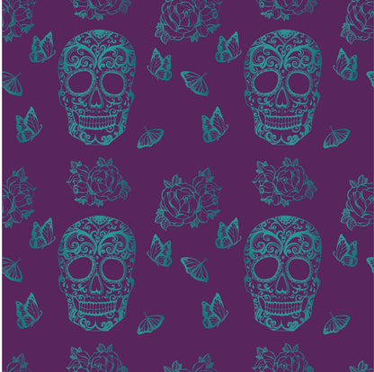 Skulls & Butterflies Wallpaper - Purple