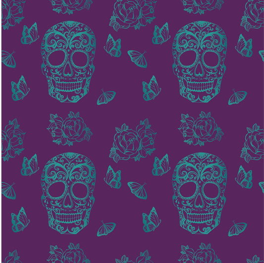 Skulls & Butterflies Wallpaper - Purple