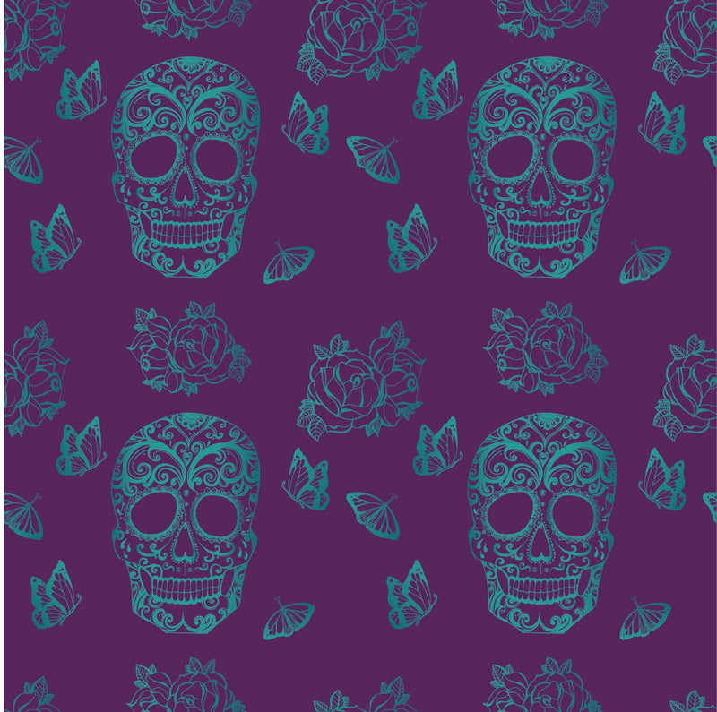 Skulls & Butterflies Wallpaper - Purple