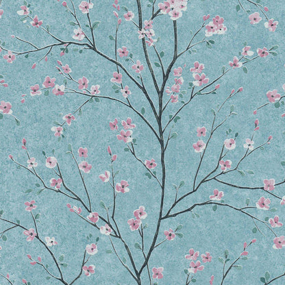 Tokyo Cherry Blossom Wallpaper - Turquoise