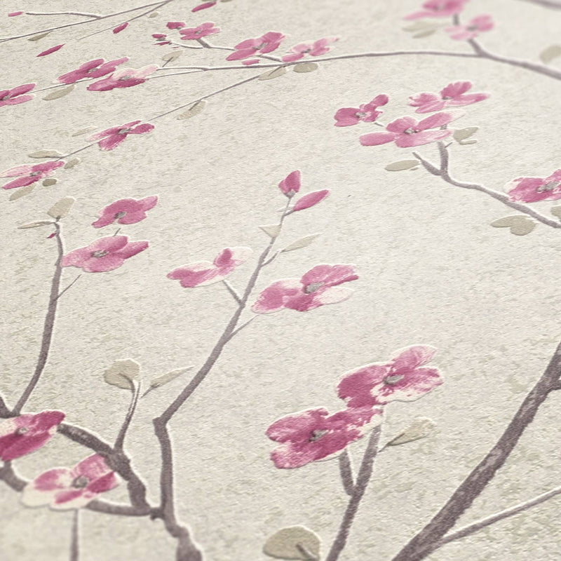 Tokyo Cherry Blossom Wallpaper - Brown/Pink/White