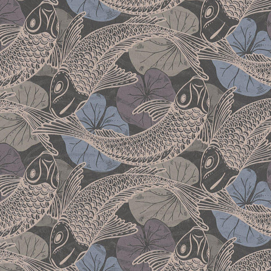 Tokyo Fish Bowl Wallpaper - Blue/Black