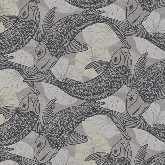 Tokyo Fish Bowl Wallpaper - Beige/Grey/Black - Discontinuing
