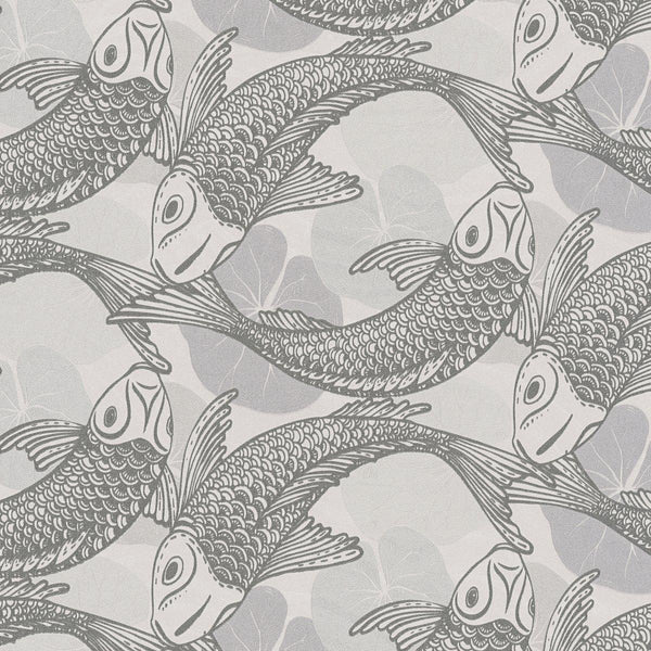 Sample - Tokyo Fish Bowl Wallpape - Beige/Grey/Metallic