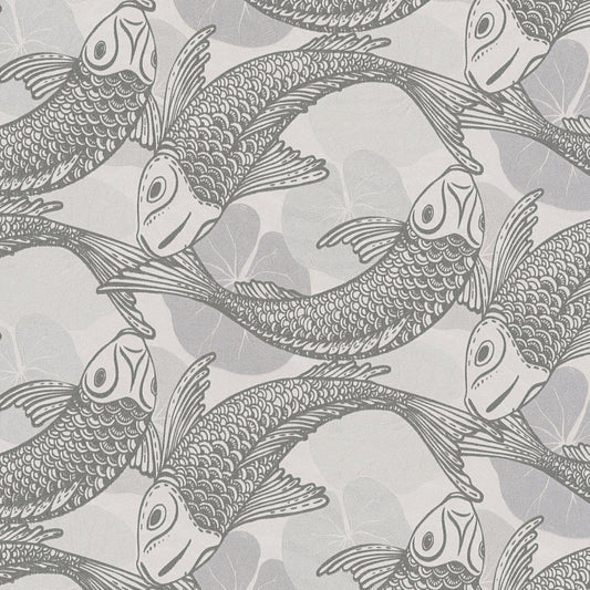 Tokyo Fish Bowl Vinyl Wallpaper - Dark Grey - Discontinuing