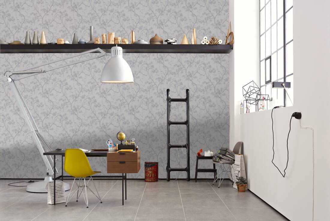 Tokyo Garden Wallpaper - Metallic/White