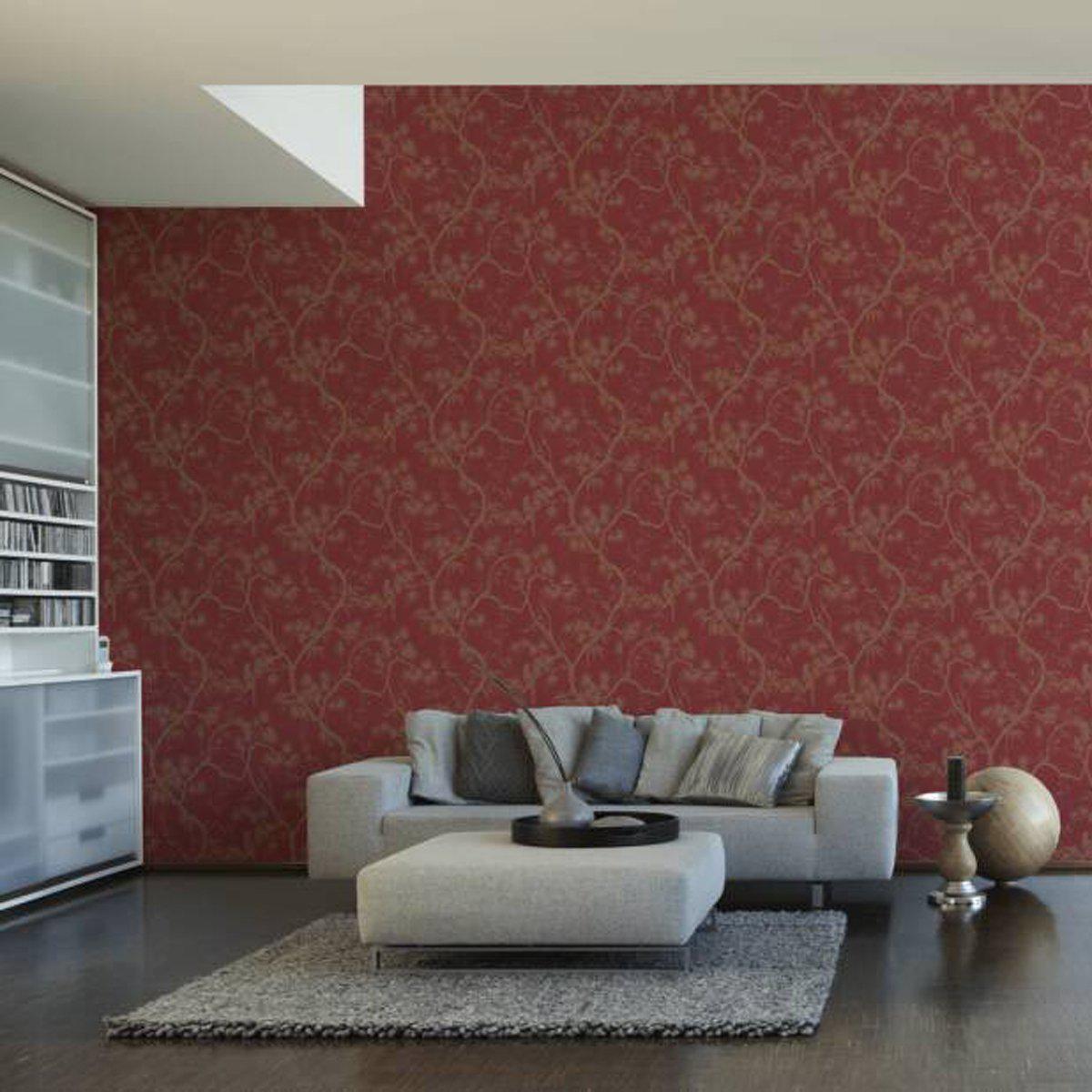 Tokyo Garden Wallpaper - Red/Gold
