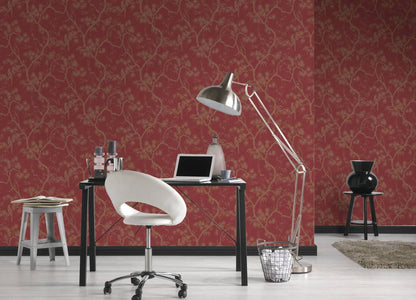 Tokyo Garden Wallpaper - Red/Gold