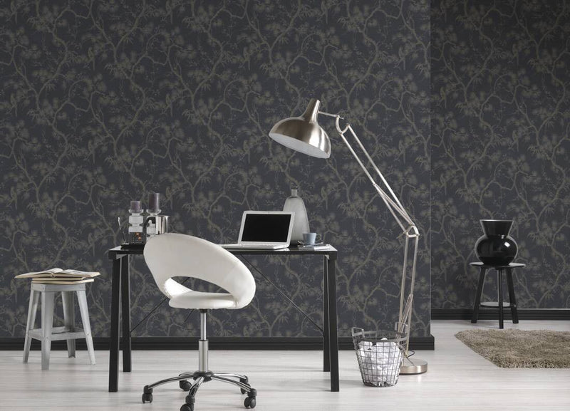 Tokyo Garden Wallpaper - Black