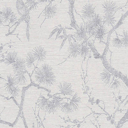 Tokyo Garden Wallpaper - Metallic/White