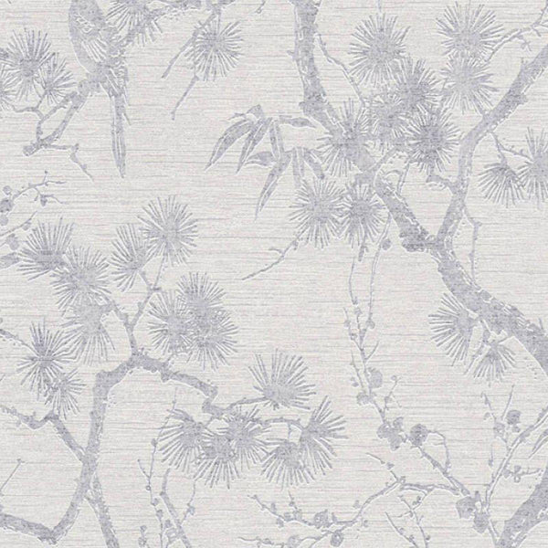 Sample - Tokyo Garden Wallpaper - Metallic/White