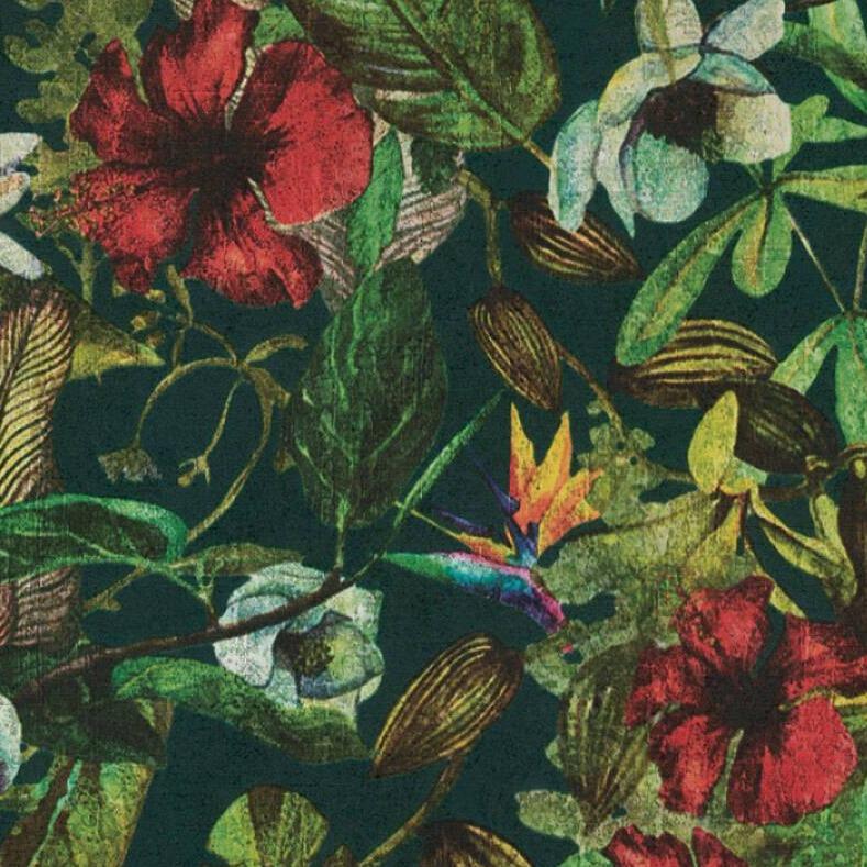 Graphic Floral Wallpaper - Tropical Green