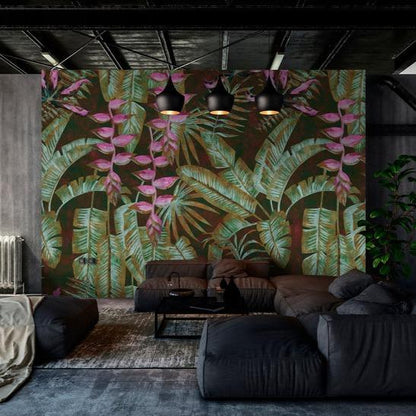 Tropicana - Custom Sized Wallpaper Mural (per m2) - Green/Purple