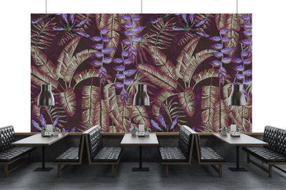 Tropicana - Custom Sized Wallpaper Mural (per m2) - Purple/Red