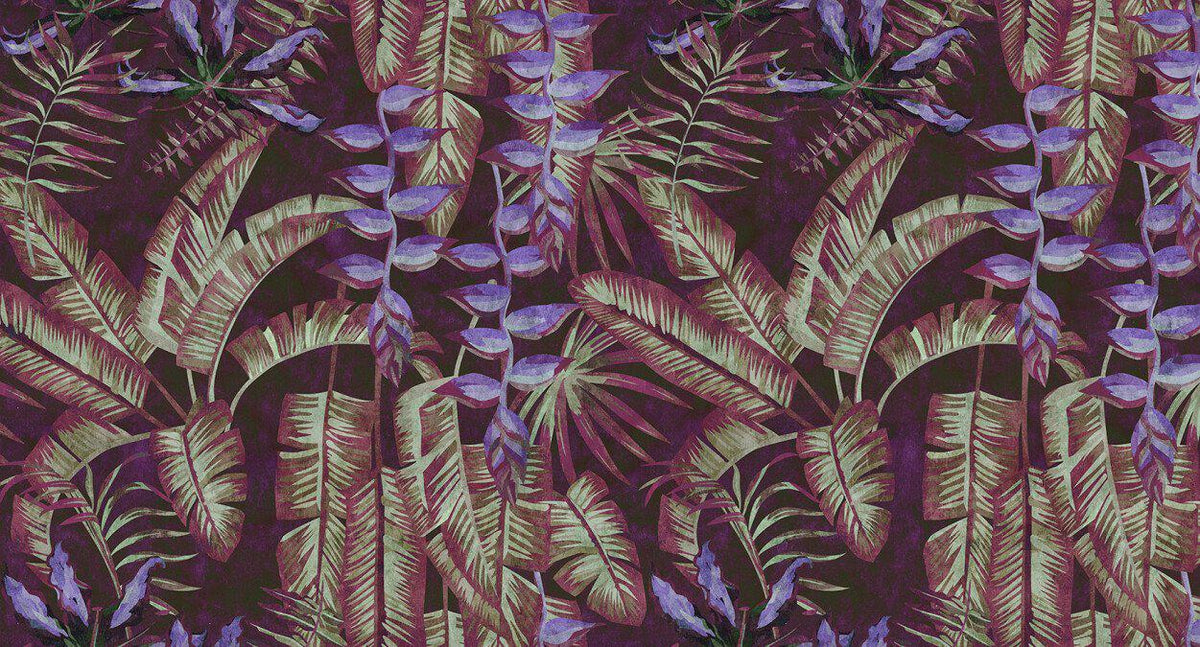 Tropicana - Custom Sized Wallpaper Mural (per m2) - Purple/Red