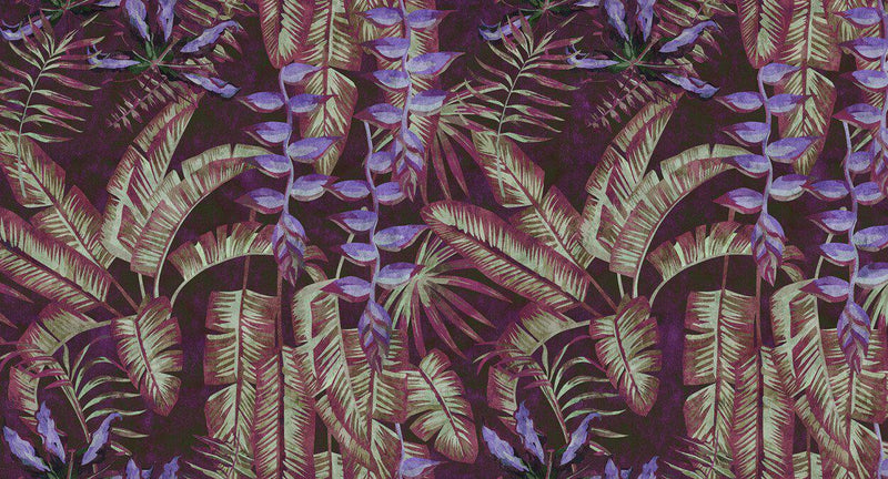 Tropicana - Custom Sized Wallpaper Mural (per m2) - Purple/Red