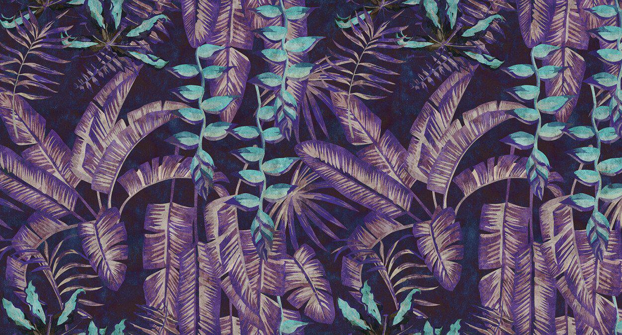 Tropicana - Custom Sized Wallpaper Mural (per m2) - Purple/Turquoise