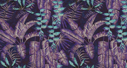 Tropicana - Custom Sized Wallpaper Mural (per m2) - Purple/Turquoise