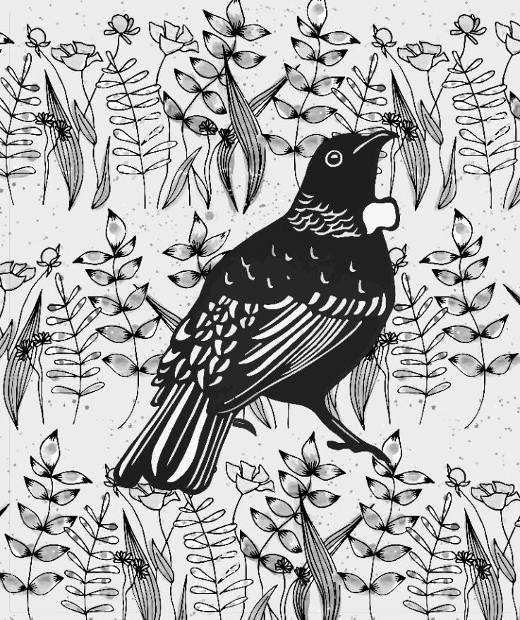 NZ Bird Series - Kawakawa Fantail - Custom Sized Wallpaper Mural (per m2)