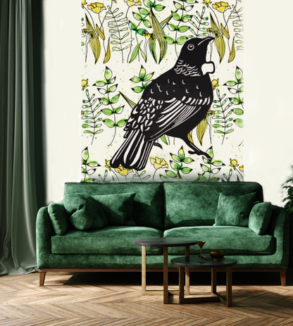 NZ Bird Series - Kawakawa Fantail - Custom Sized Wallpaper Mural (per m2)