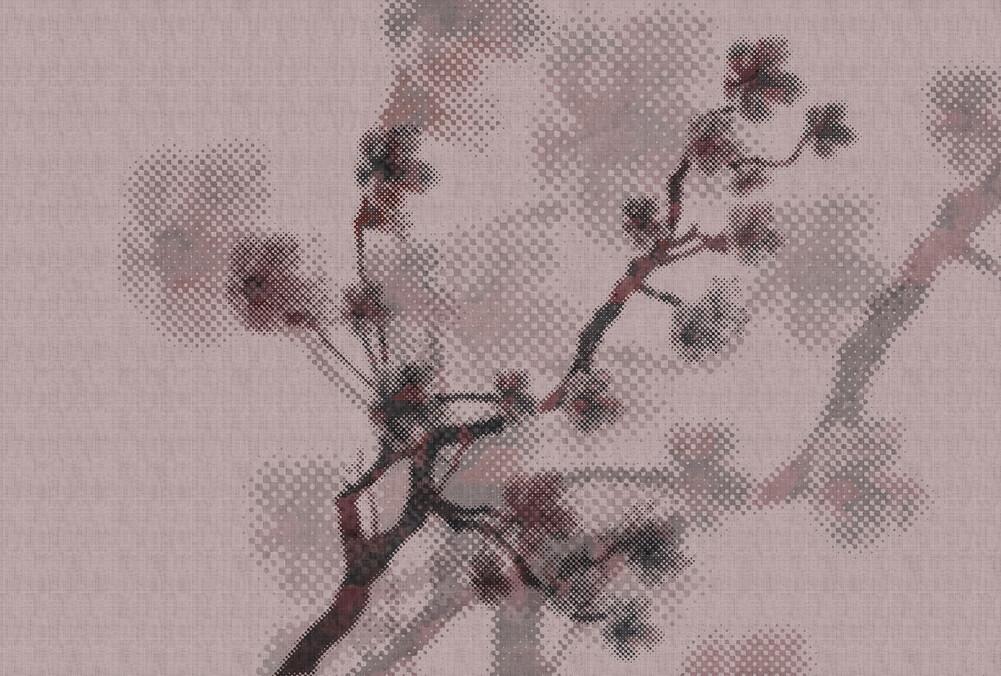 Twigs 1 - Pink - Custom Sized Wallpaper Mural (per m2)