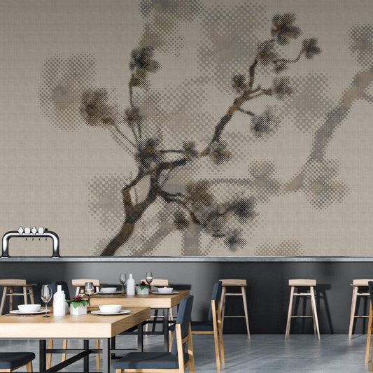 Twigs 1 - Taupe - Custom Sized Wallpaper Mural (per m2)