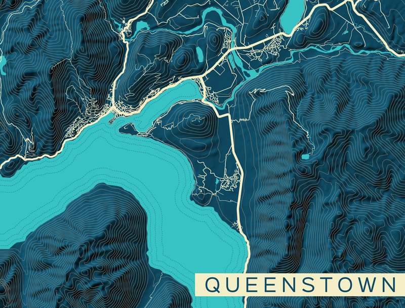 NZ or AU Stylised Maps - Custom Sized Wallpaper Mural (per m2)