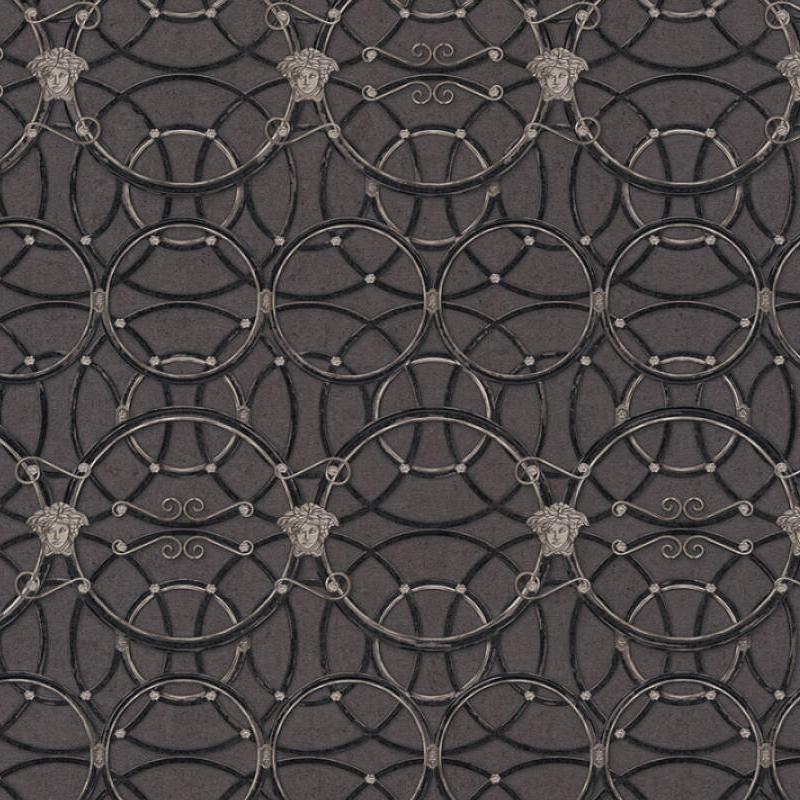 Sample - Versace Chain Wallpaper - Silver/Black