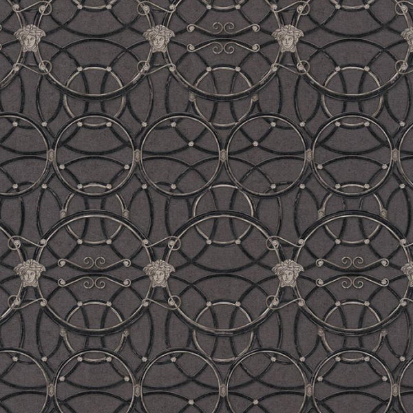 Sample - Versace Chain Wallpaper - Silver/Black