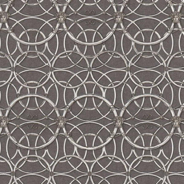 Sample - Versace Chain Wallpaper - Silver/Grey