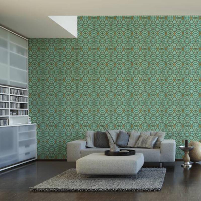Versace Chain Wallpaper - Green/Gold