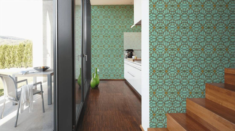 Versace Chain Wallpaper - Green/Gold