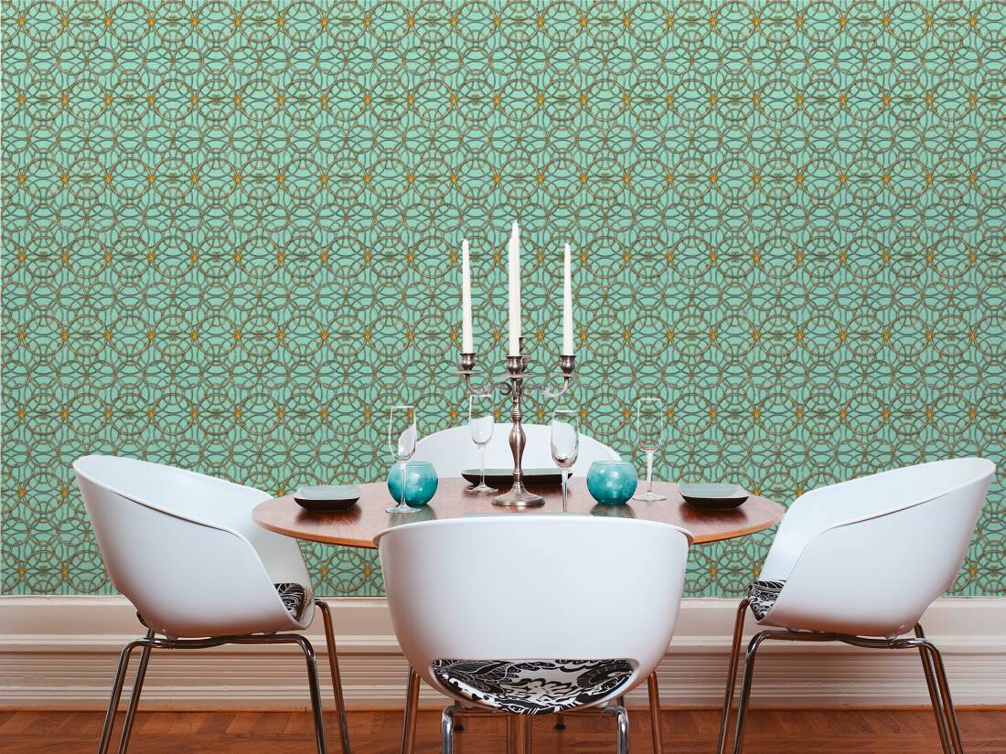 Versace Chain Wallpaper - Green/Gold