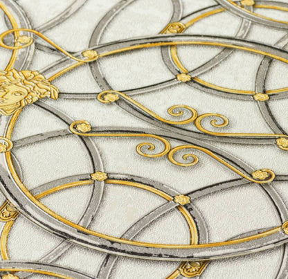 Versace Chain Wallpaper - Gold/Silver/Grey/White