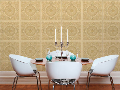 Versace Crown Moulding Wallpaper - Gold/Yellow
