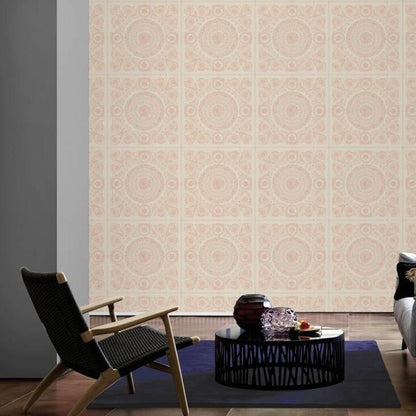 Versace Crown Moulding Wallpaper - Pink/Silver