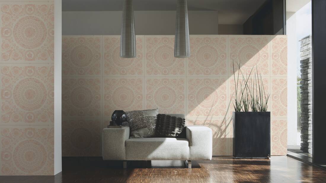 Versace Crown Moulding Wallpaper - Pink/Silver
