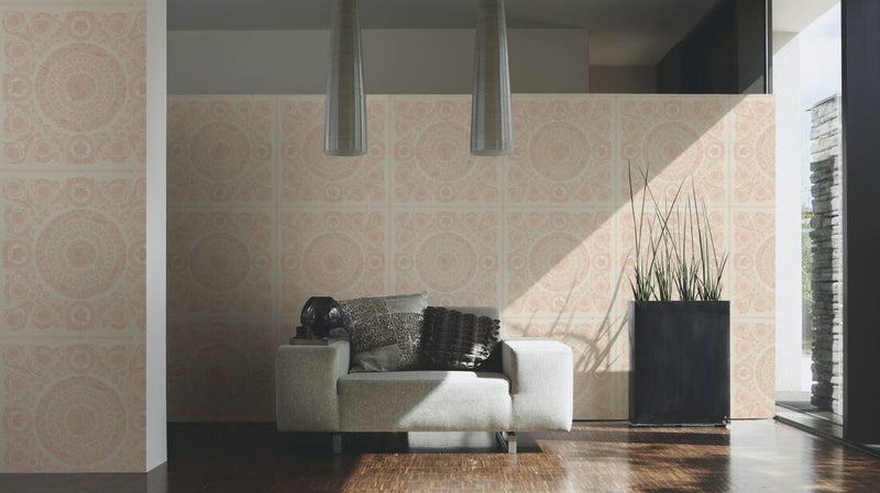 Versace Crown Moulding Wallpaper - Pink/Silver