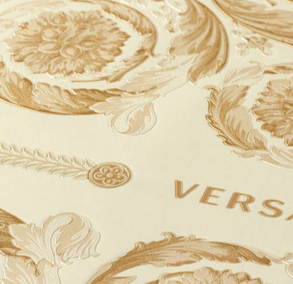 Versace Crown Moulding Wallpaper - Gold/Beige/Creme