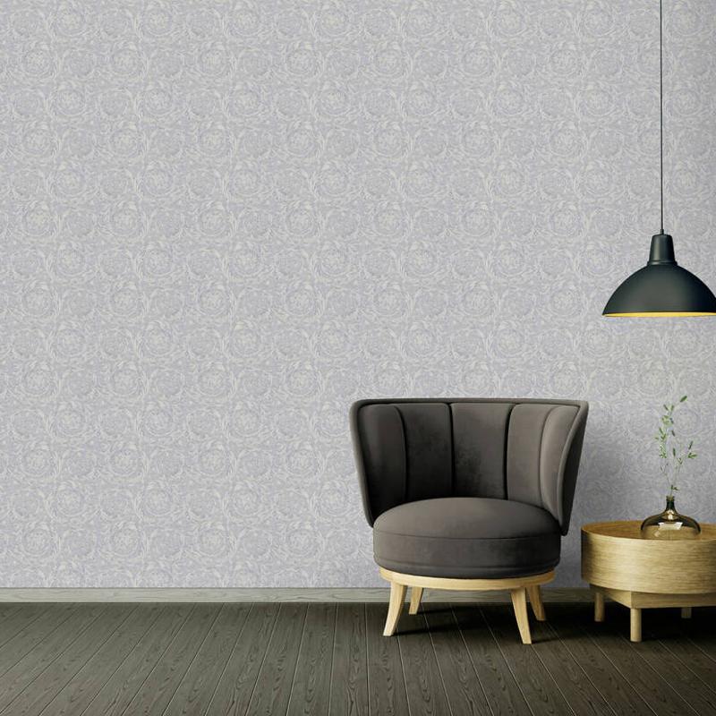 Versace Floral Garland Wallpaper - Silver/Grey