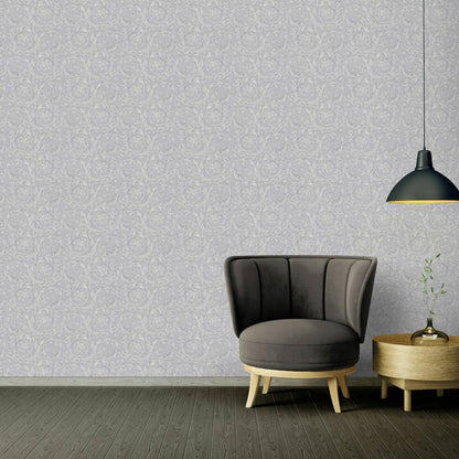 Versace Floral Garland Wallpaper - Silver/Grey