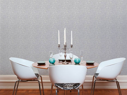 Versace Floral Garland Wallpaper - Silver/Grey